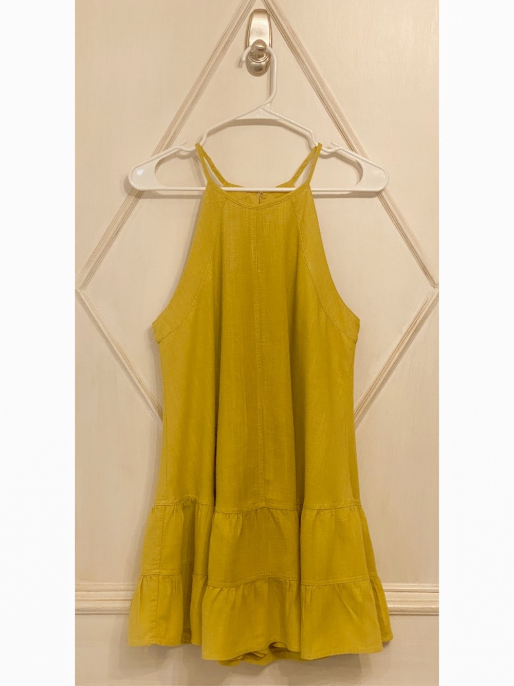 Altar'd State Chartreuse High Neck Swing Sundress